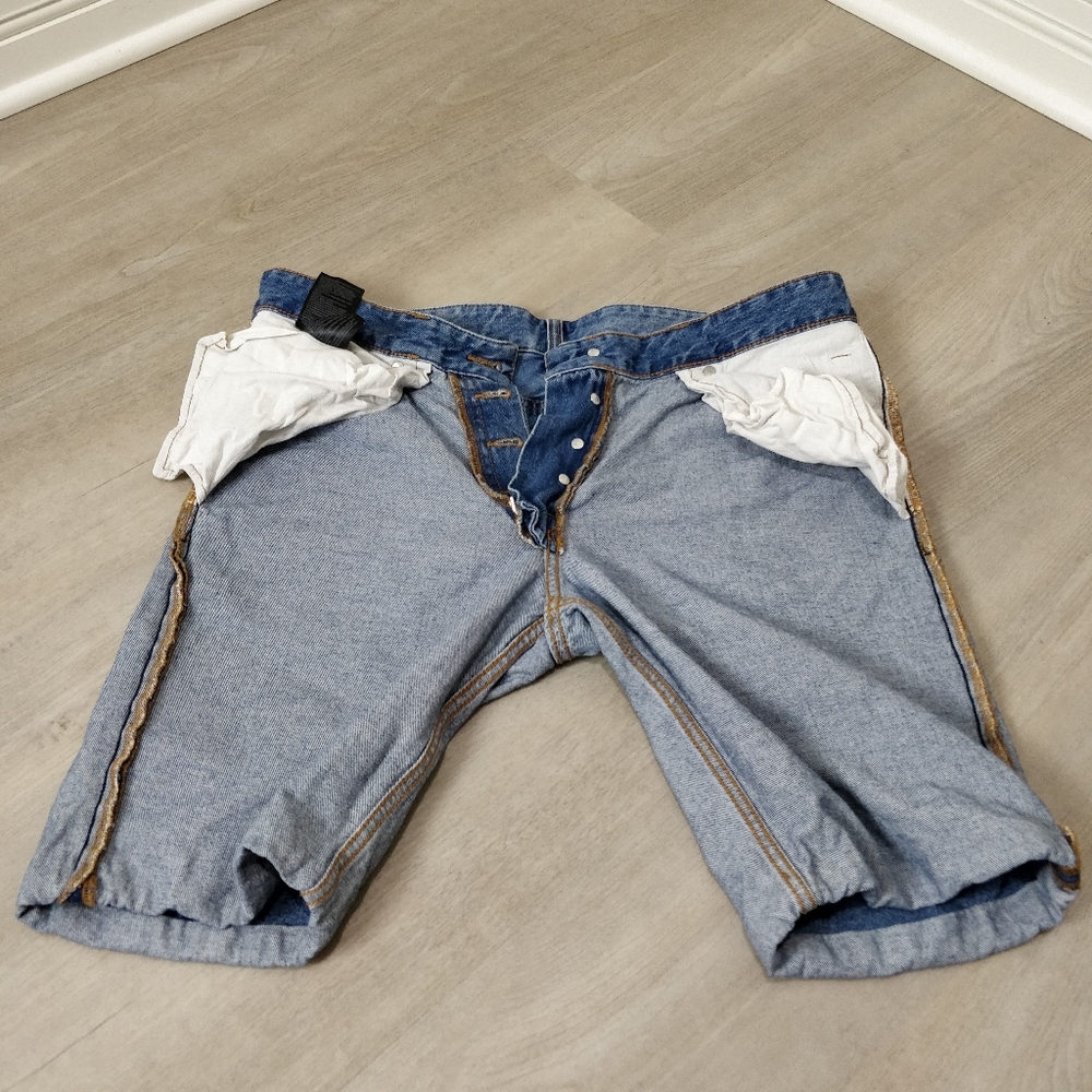 💯 Cotton Men's slim fit low waist blue jean shorts - Picture 11 of 13